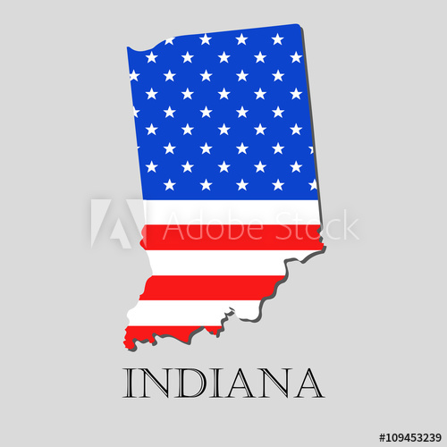 Map State Of Indiana In American Flag 500x500 Map State Of Indiana In American Flag