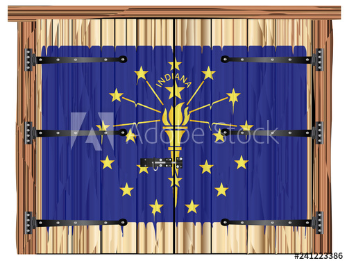 Closed Barn Door With Indiana State Flag 500x379 Closed Barn Door With Indiana State Flag