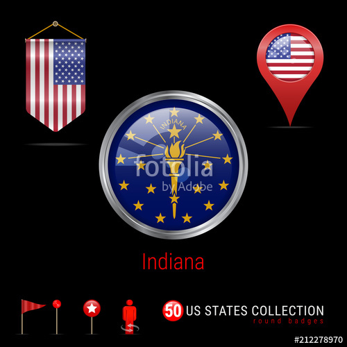 Round Chrome Vector Badge With Indiana Us State Flag Pennant Flag 500x500 Round Chrome Vector Badge With Indiana Us State Flag Pennant Flag