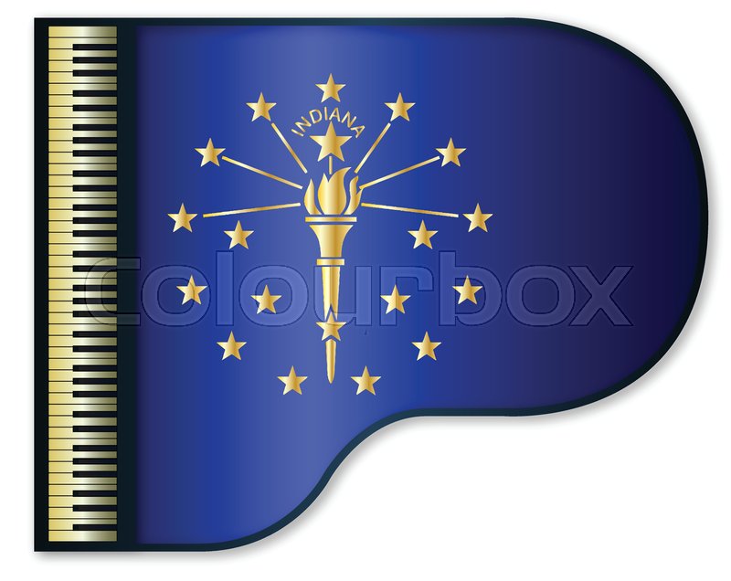 The Indiana State Flag Set Into A Traditional Black Grand Piano, Vector 800x636 The Indiana State Flag Set Into A Traditional Black Grand Piano, Vector