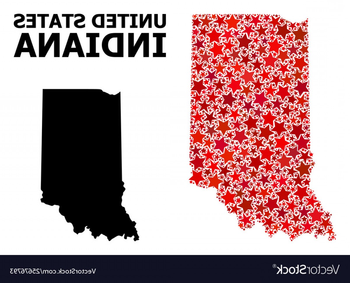 1200x969 Red Starred Mosaic Map Indiana State Vector Catchsplace