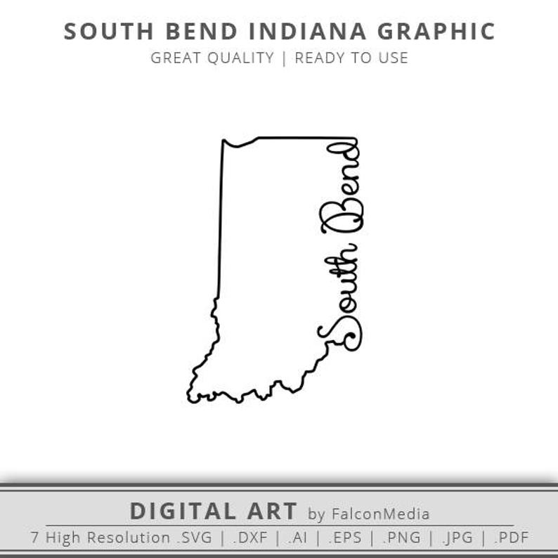 794x794 South Bend Indiana Indiana Outline South Etsy