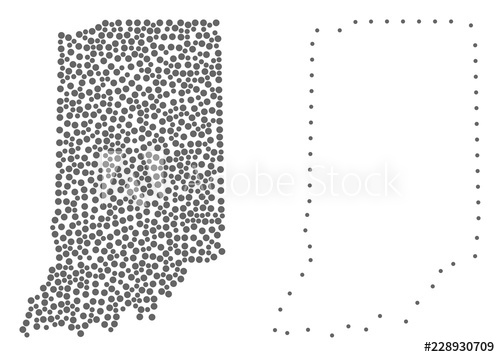 500x357 Dot And Contour Map Of Indiana State Created With Dots Vector