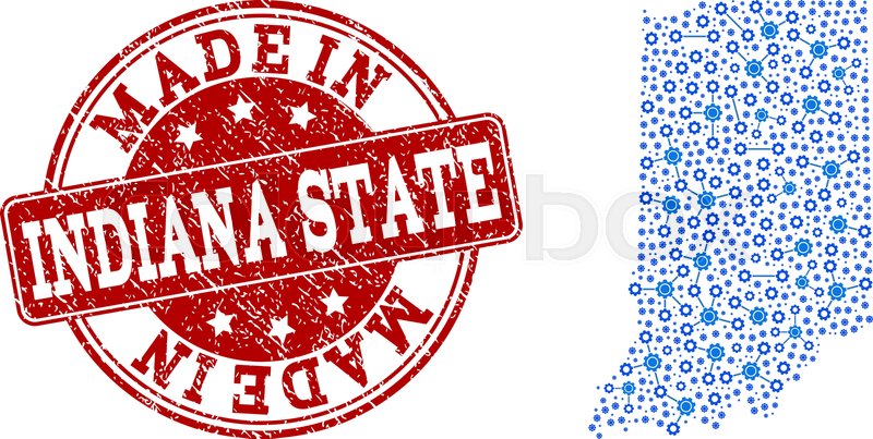 800x403 Map Of Indiana State Vector Mosaic And Stock Vector Colourbox