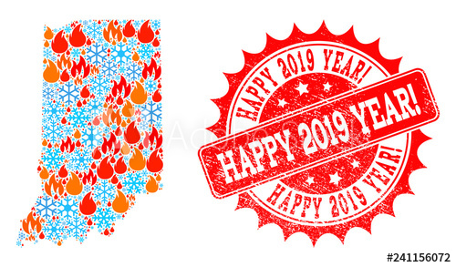 500x293 Composition Of Snowflake And Flame Map Of Indiana State And Happy