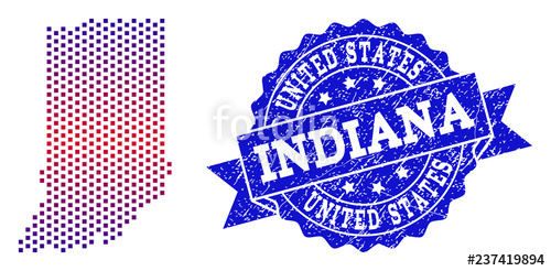 500x246 Geographic Composition Of Dotted Map Of Indiana State And Grunge