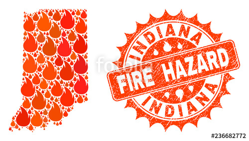 500x284 Fire Hazard Collage Of Map Of Indiana State Burning And Rubber