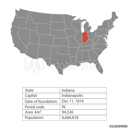500x500 States Of America Territory On White Background Indiana Separate