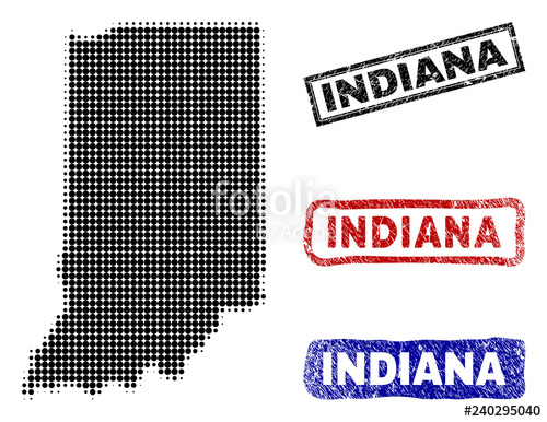 500x386 Halftone Vector Dot Abstract Indiana State Map And Isolated Black