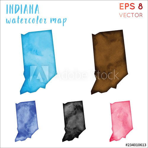 500x500 Indiana Watercolor Us State Map Handpainted Watercolor Indiana