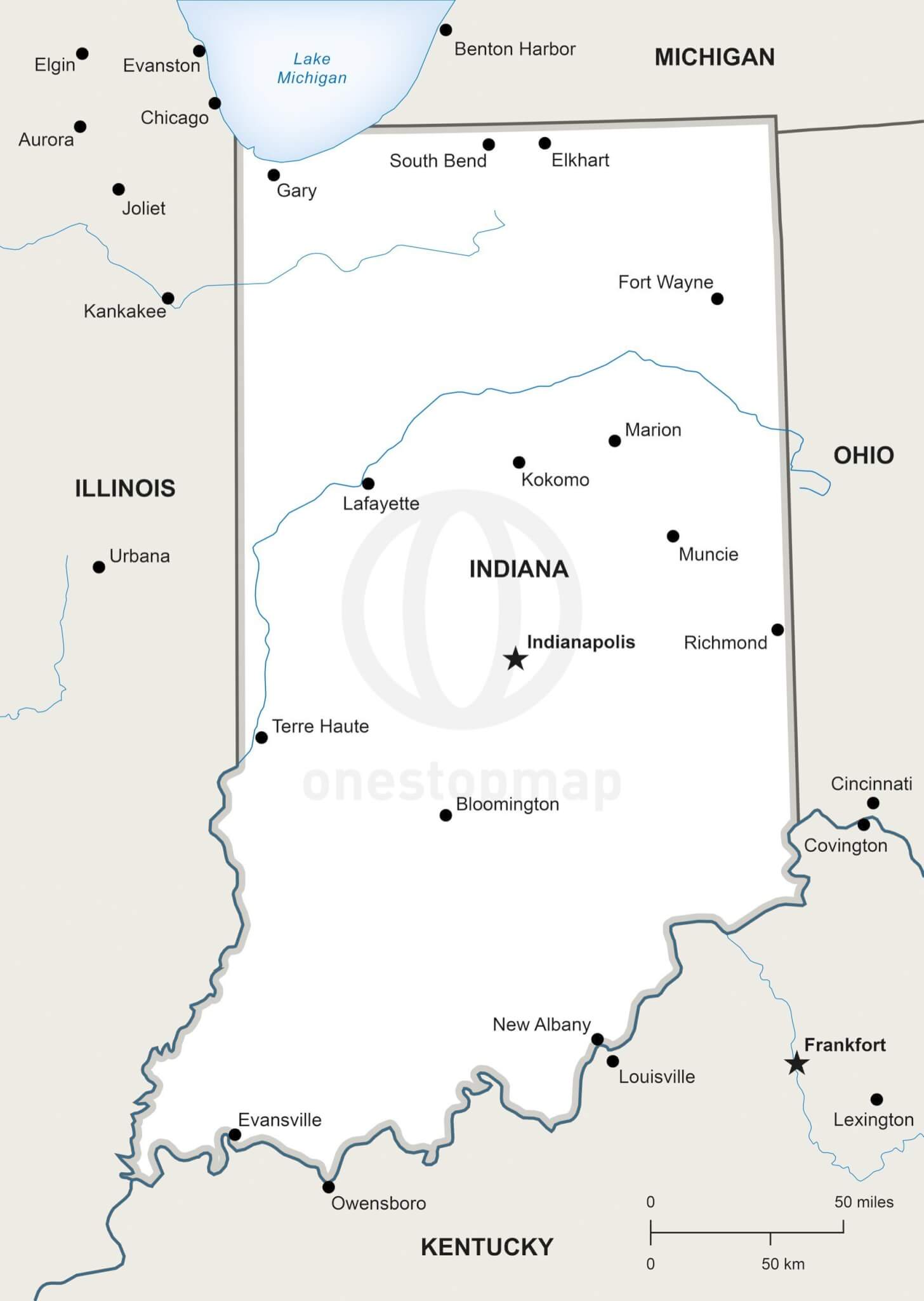 1456x2048 Vector Map Of Indiana Political One Stop Map