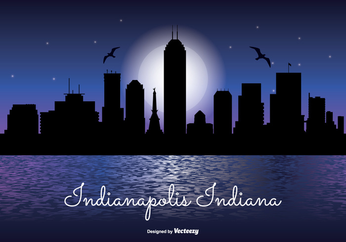 Indianapolis Night Skyline Illustration 700x490 Indianapolis Night Skyline Illustration