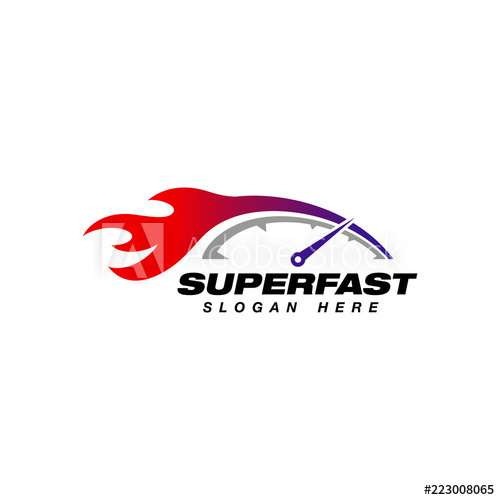 500x500 Speed Indicator Vector Logo Design With Flame Effect Speedometer