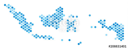 500x192 Blue Pixelated Indonesia Map Vector Geographic Map In Blue Color