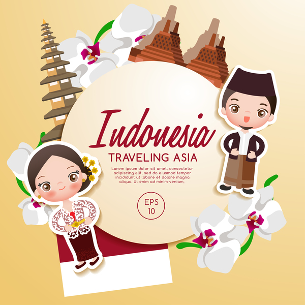 600x600 Indonesia Travel Cartoon Template Vector Free Download