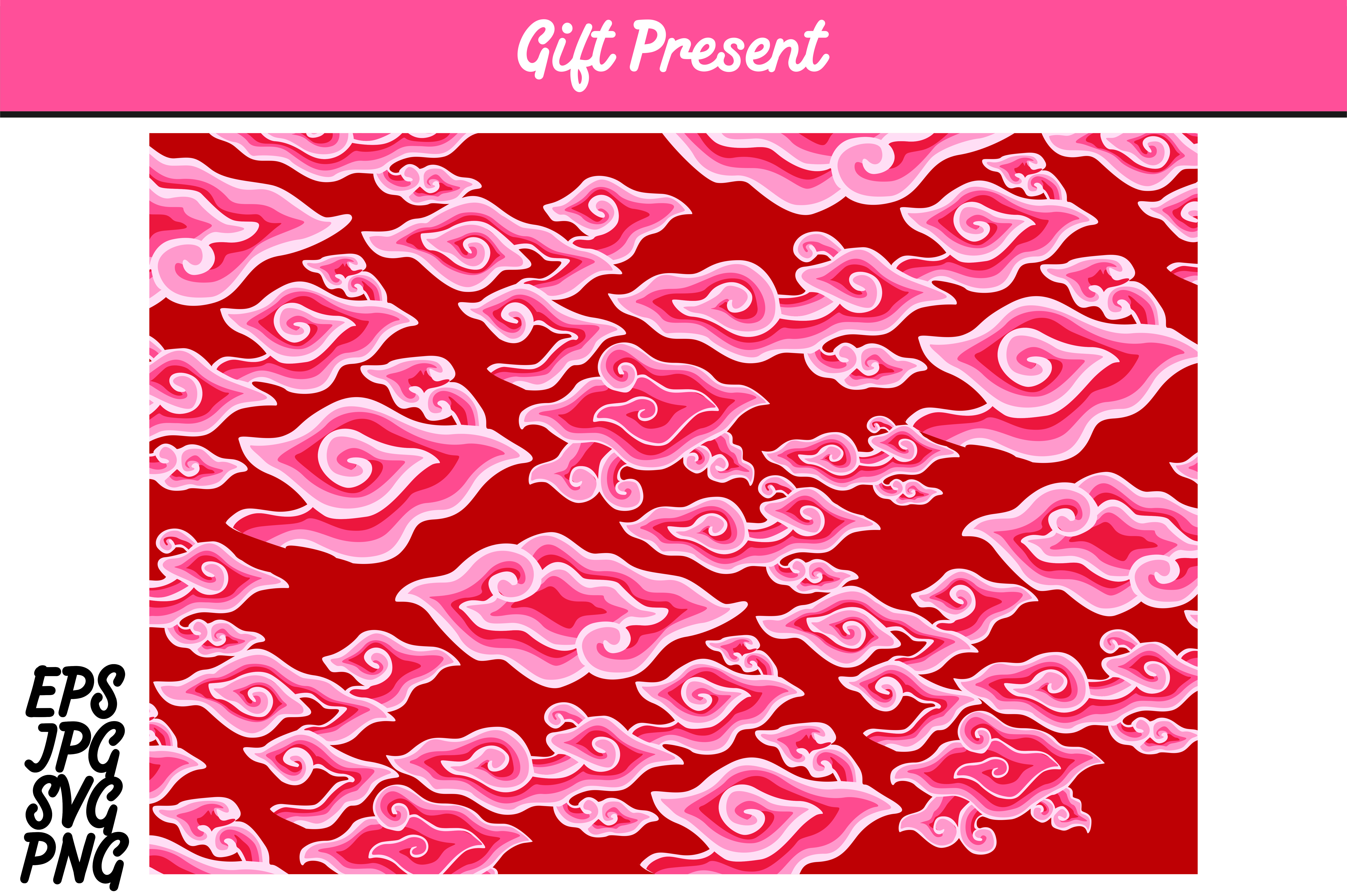 7514x5000 Pink Batik Cirebon Mega Mendung Indonesia Set Vector Image