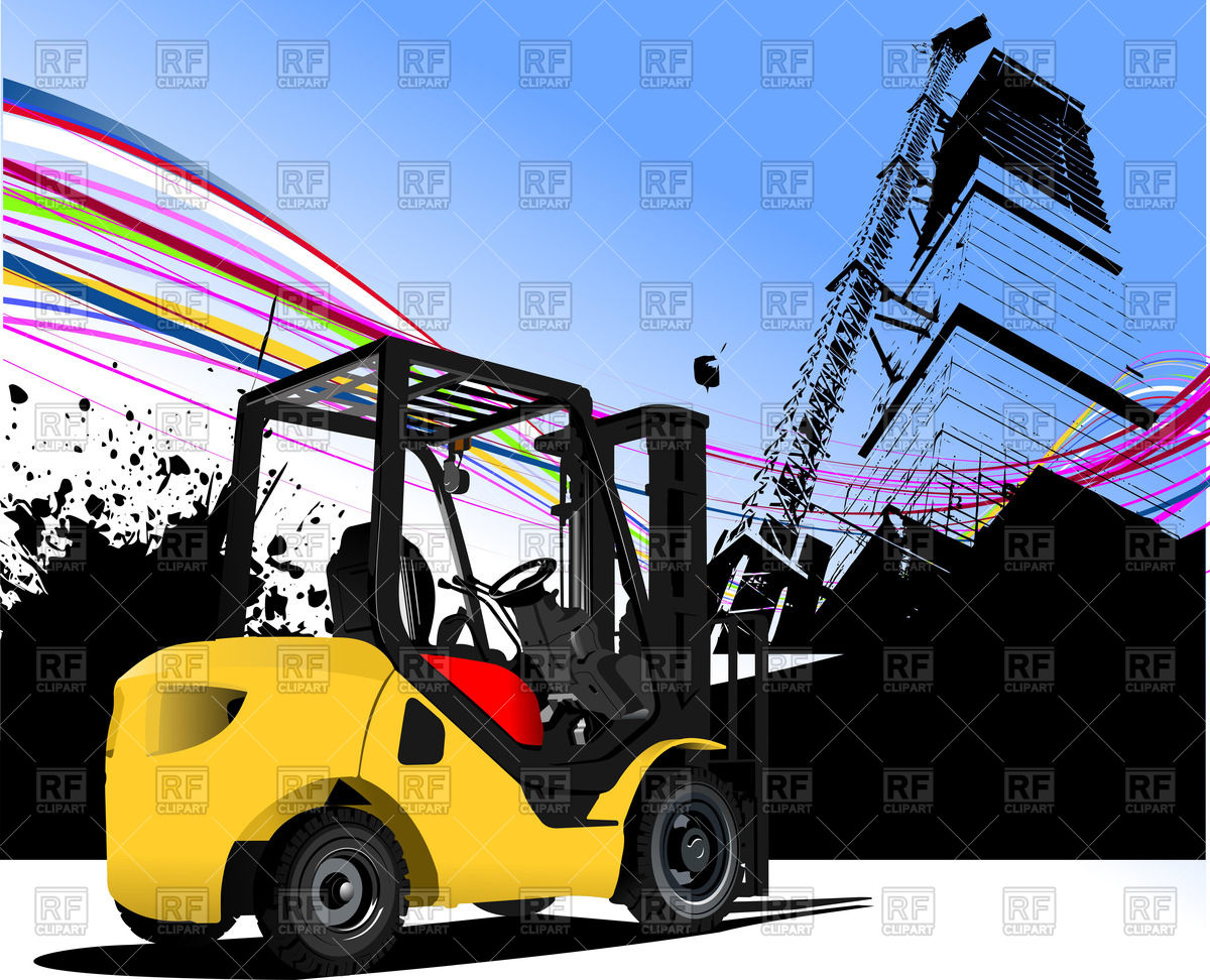 1200x972 Forklift On Abstract Construction Industrial Background Vector