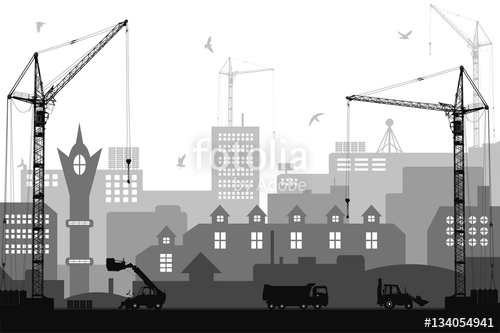 500x333 Industrial Flat Style City Under Construction Background Vector