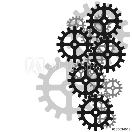 500x500 Black Gray Gears Pattern On White Design For Industrial Background