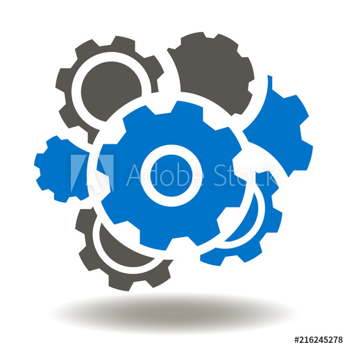 500x500 Gears Mechanism Icon Vector Cog Wheels Illustration Industrial