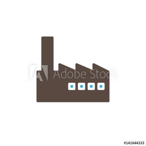 500x500 Factory, Industry Icon Vector, Filled Flat Sign, Solid Colorful