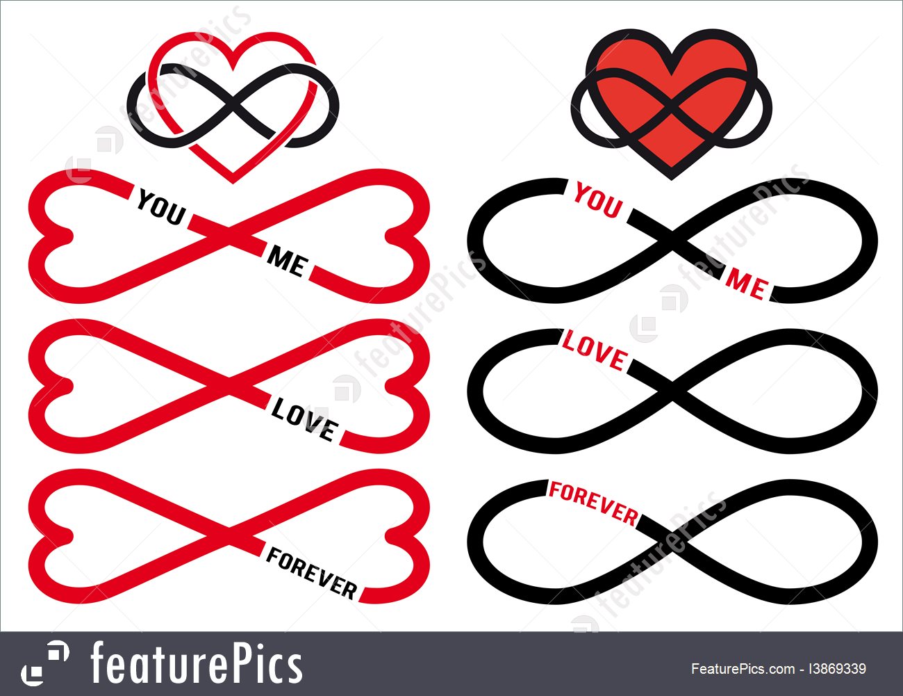 1300x1001 Holidays Never Ending Love, Red Infinity Hearts, Vector Set