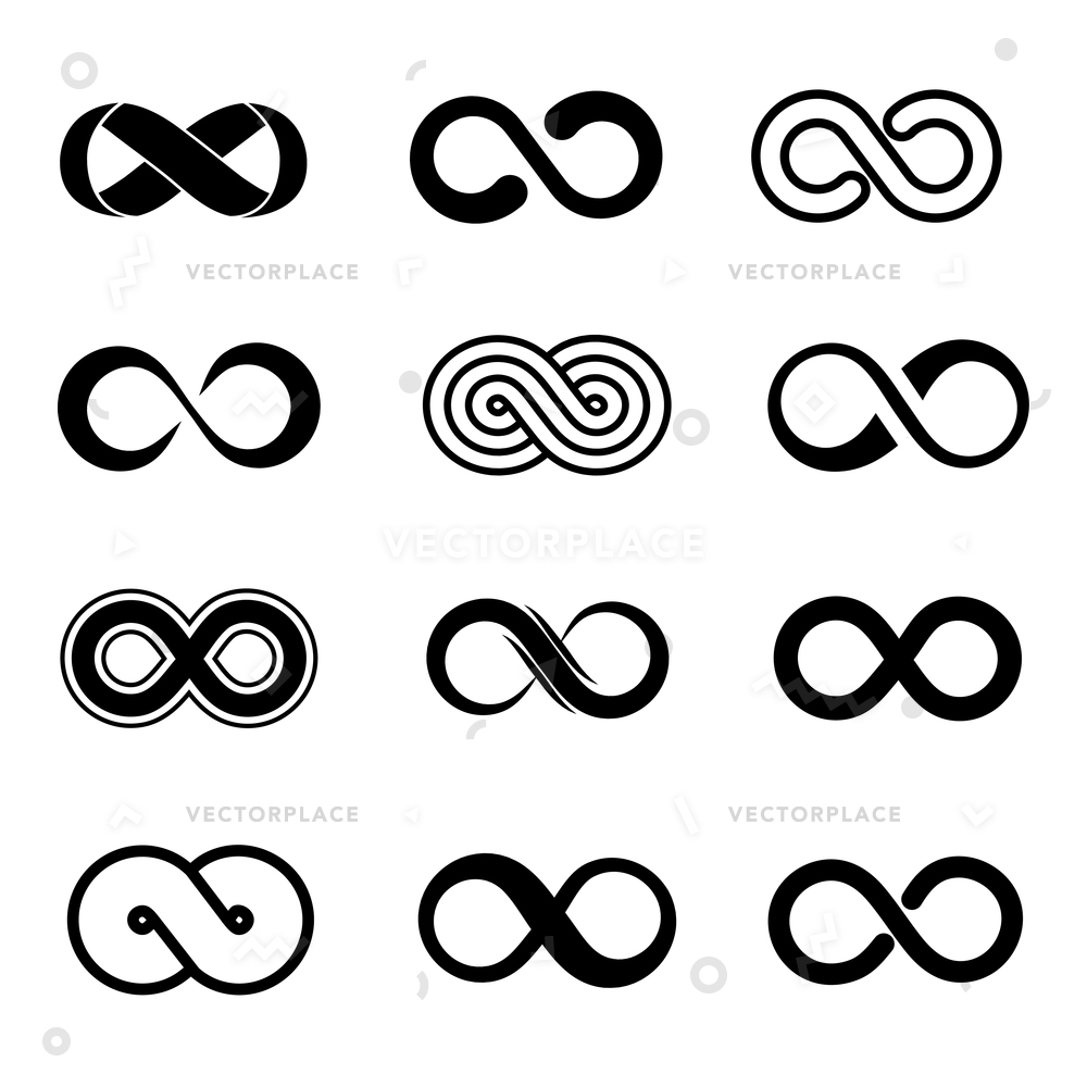 1000x1000 Infinity Symbol Set Sign Endless Loop Vector Illustration