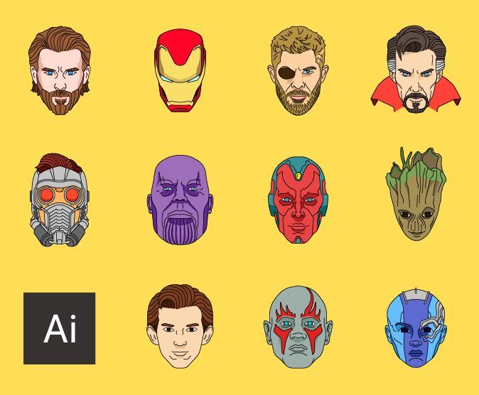 674x556 Free Avengers Infinity War Superhero Avatars Vector