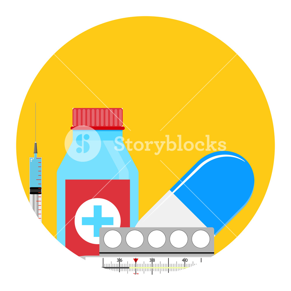 1000x1000 Treatment Of Influenza App Icon Medical Tablet And Syringe
