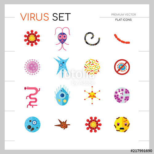 500x500 Virus Icons Set Thirteen Vector Icons Of Influenza Virus