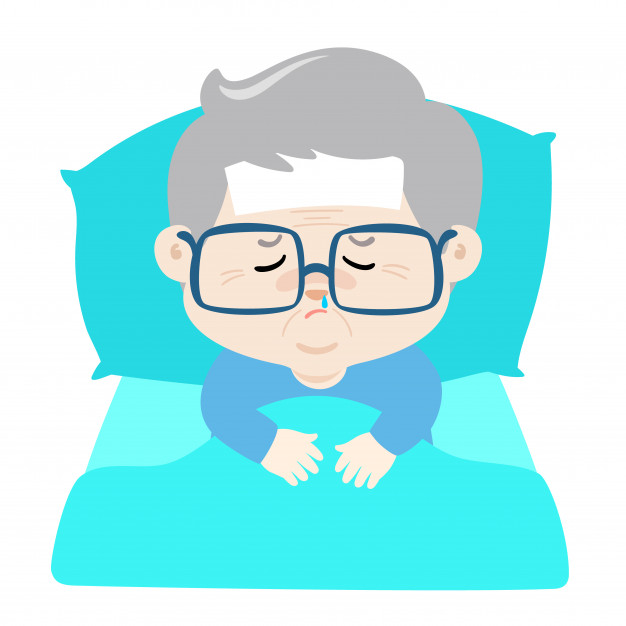 626x626 Ill Grandfather Lying In Bed With Influenza Vector Premium Download