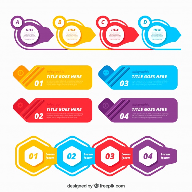 626x626 Colorful Infographic Elements Collection In Flat Style Free Vector