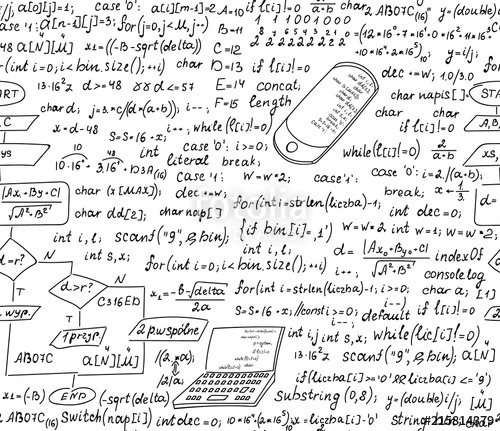 500x431 Informatics Vector Seamless Pattern With Handwritten Programming