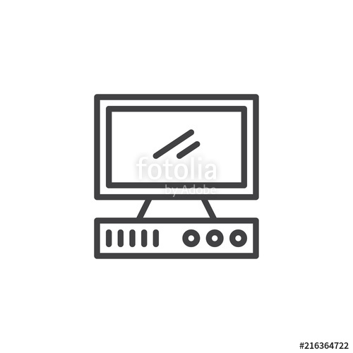 500x500 Old Computer Outline Icon Linear Style Sign For Mobile Concept