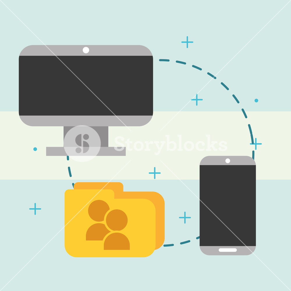Computer Smartphone Connected Data Information Vector Illustration 1000x1000 Computer Smartphone Connected Data Information Vector Illustration