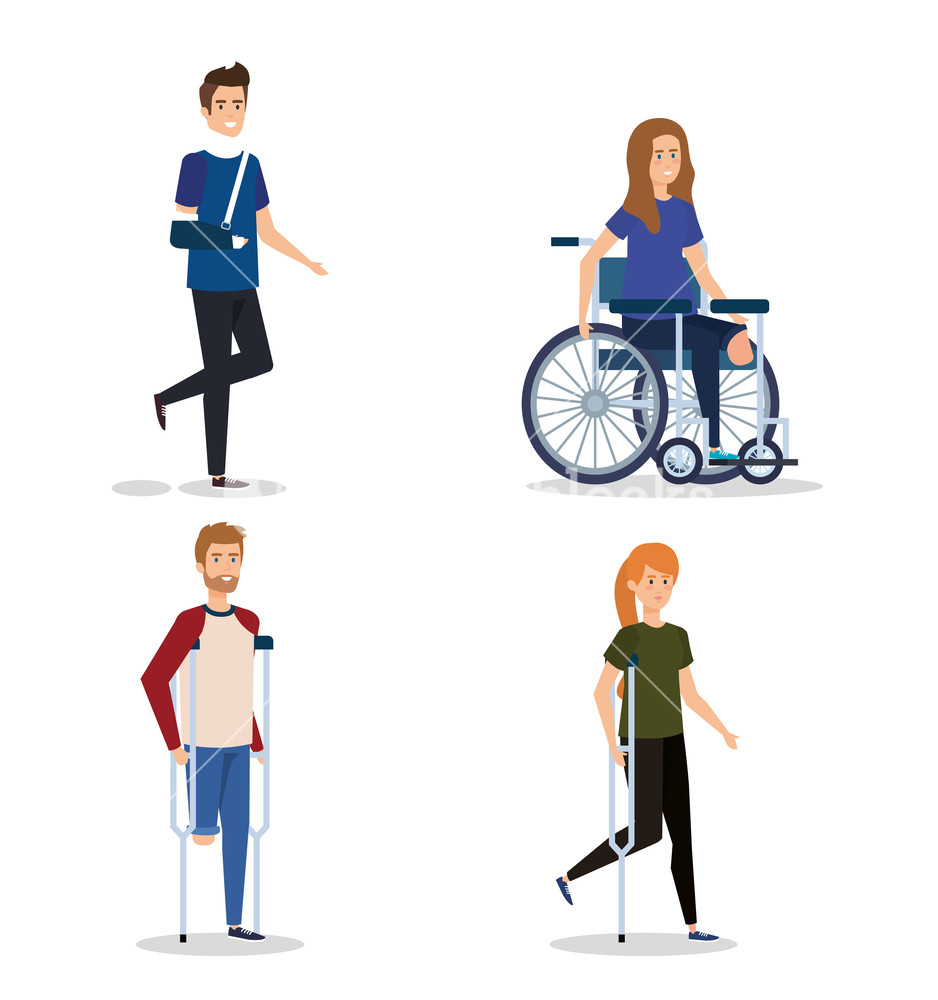 938x1000 Set People With Disabled And Physical Injury Vector Illustration