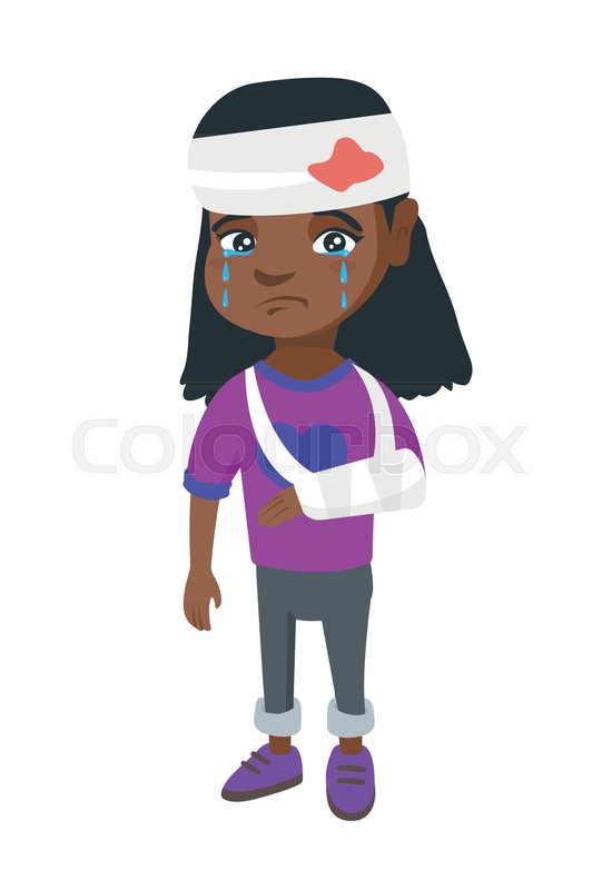550x800 African American Injured Girl With Stock Vector Colourbox