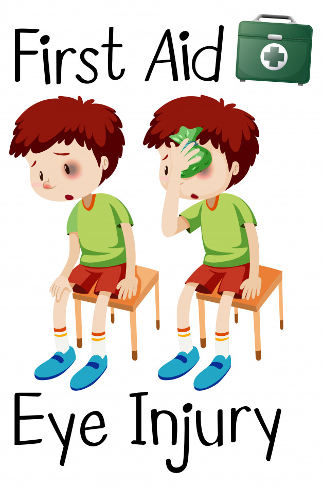 626x947 Boy First Aid Eye Injury Vector Free Download