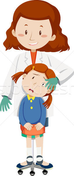 255x600 Doctor Helping Young Girl With Eye Injury Vector Illustration