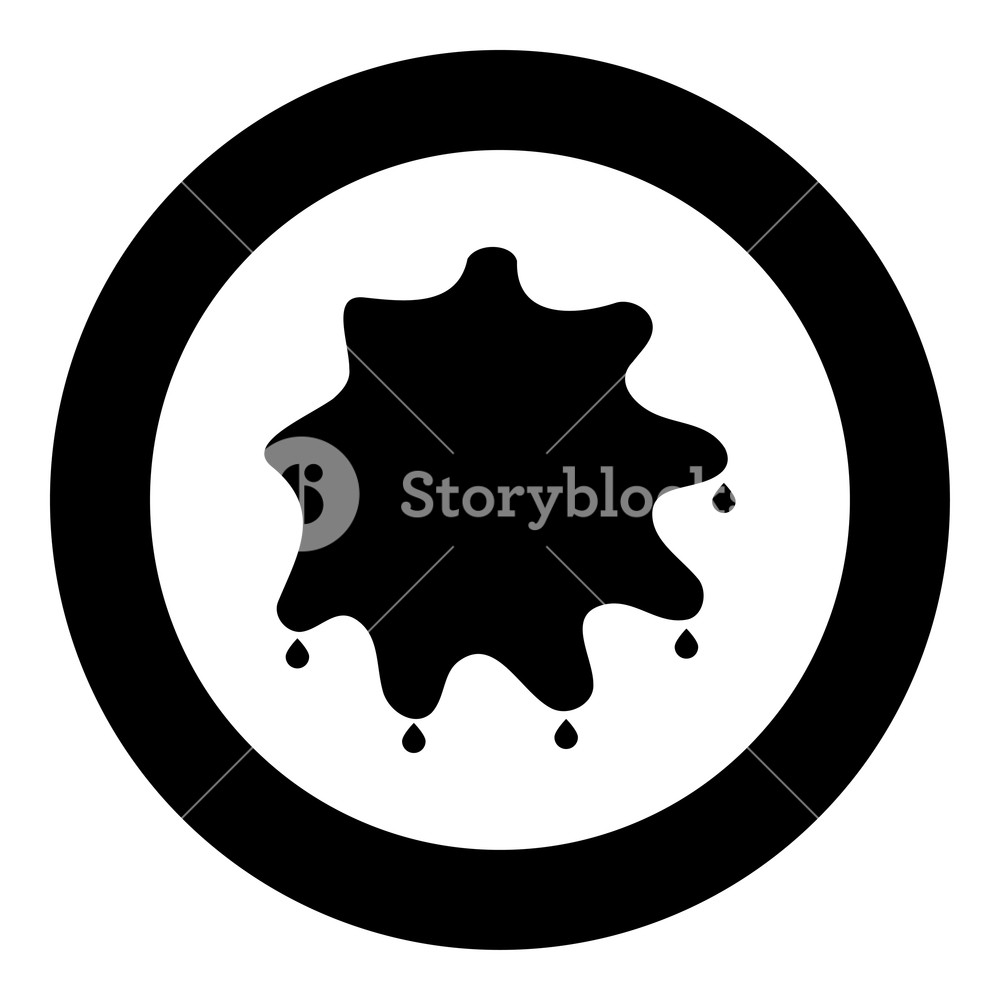 1000x1000 Abstract Ink Blot Black Icon In Circle Vector Illustration