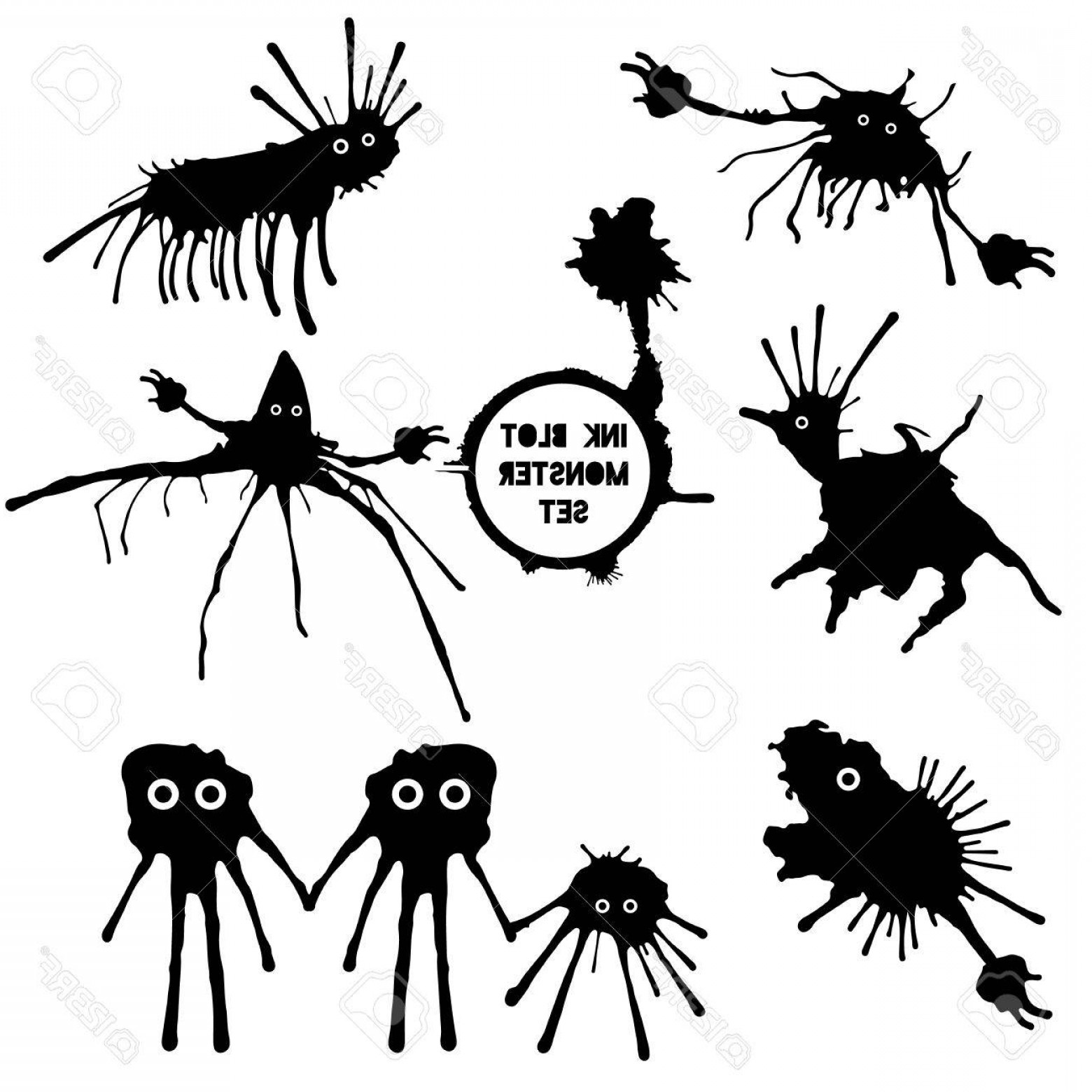 1560x1560 Photostock Vector Black Funny Monsters Ink Blots Isolated Vector