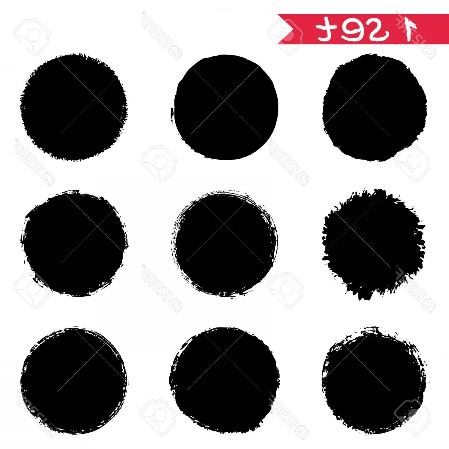 1560x1560 Photostock Vector Vector Set Of Round Black Stickers Ink Blots
