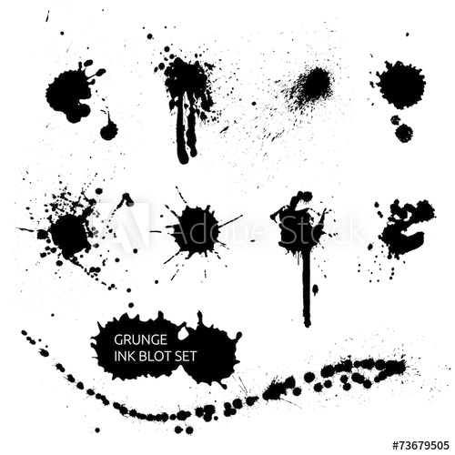 500x500 Vector Black Ink Blot, Artistic Paint Splash Set, Collection