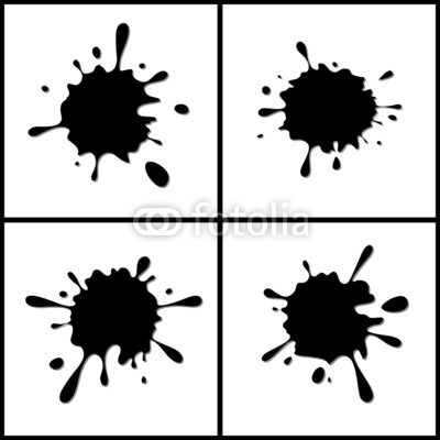 400x400 Vector Ink Blot, Paint Splash, Splatter Set, Collection Black Wall Mural