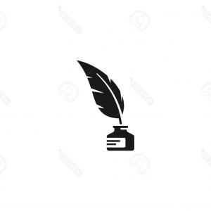 300x300 Photostock Vector Inkwell And Feather Pen Logo Template Ink Bottle