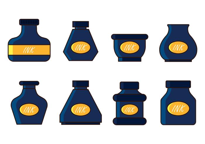 700x490 Set Of Ink Pot Vector