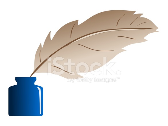 586x440 Feather And Ink Bottle Stock Vector