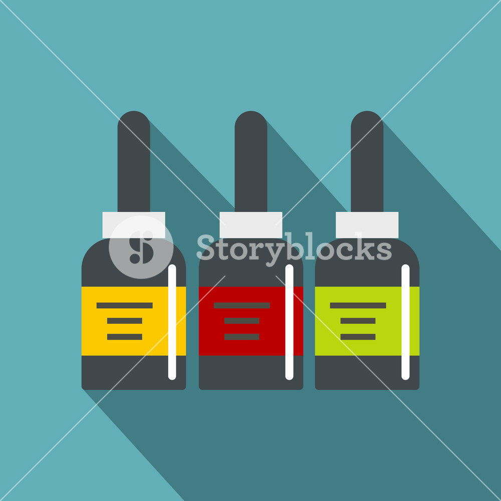 1000x1000 Three Tattoo Ink Bottles Icon Flat Illustration Of Three Tattoo