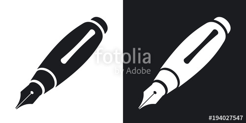 500x250 Vector Ink Pen Icon Two Tone Version On Black And White