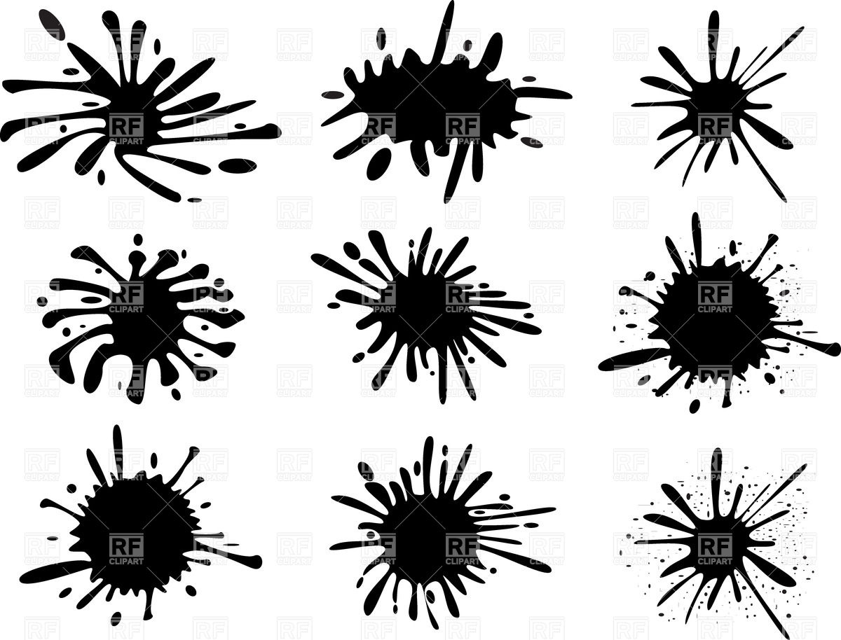 1200x914 Ink Splashes Vector Image Of Silhouettes, Outlines